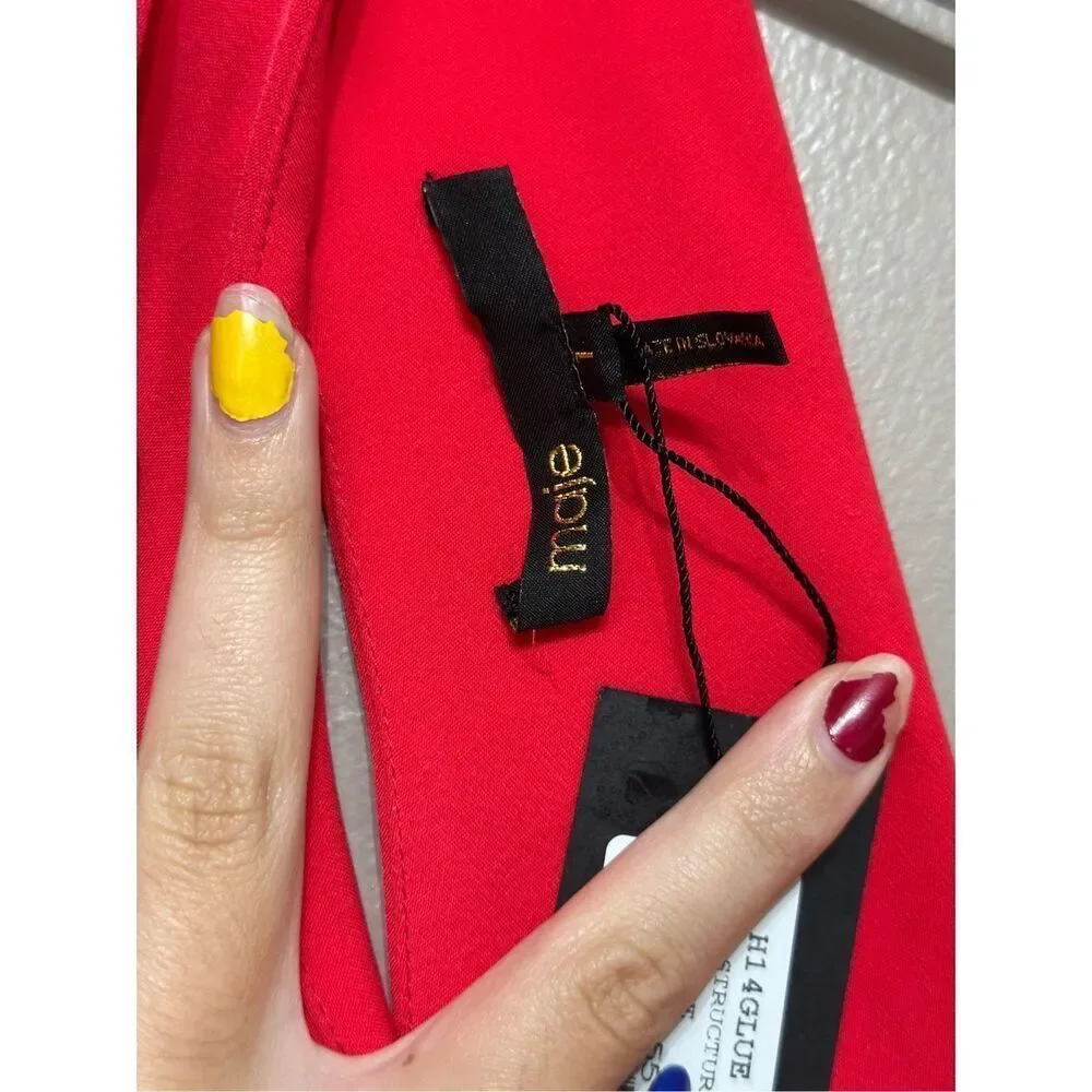 NWT Maje Paris Framboise Glue Red Peplum Sheath Women's Dress Large - Picture 6 of 13